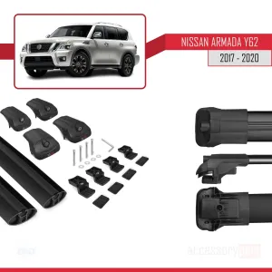 Nissan Armada Y62 2017-2020 Arası ile uyumlu ACE-1 Ara Atkı Tavan Barı SİYAH - Görsel 5