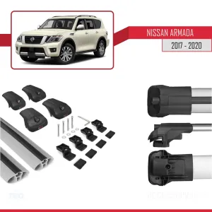 Nissan Armada Y62 2017-2020 Arası ile uyumlu ACE-1 Ara Atkı Tavan Barı GRİ - Görsel 5