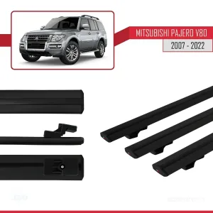 Mitsubishi Pajero (V80) 2007-2022 Arası ile uyumlu Basic Model Ara Atkı Tavan Barı SİYAH 3 ADET thumb 5