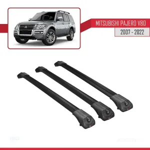 Mitsubishi Pajero (V80) 2007-2022 Arası ile uyumlu ACE-1 Ara Atkı Tavan Barı SİYAH 3 ADET BAR thumb 3