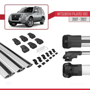 Mitsubishi Pajero (V80) 2007-2022 Arası ile uyumlu ACE-1 Ara Atkı Tavan Barı GRİ 3 ADET BAR thumb 5