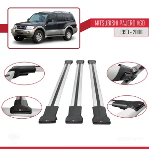Mitsubishi Pajero (V60) 5 Kapı 1999-2006 Arası ile Uyumlu FLY Model Ara Atkı Tavan Barı GRİ 3 ADET BAR - Görsel 5