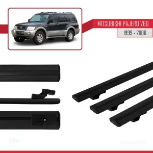 Mitsubishi Pajero (V60) 5 Kapı 1999-2006 Arası ile uyumlu Basic Model Ara Atkı Tavan Barı SİYAH 3 ADET - Görsel 3