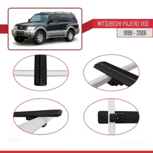 Mitsubishi Pajero (V60) 5 Kapı 1999-2006 Arası ile uyumlu Basic Model Ara Atkı Tavan Barı SİYAH 3 ADET - Görsel 4
