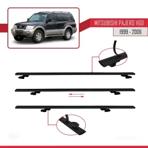 Mitsubishi Pajero (V60) 5 Kapı 1999-2006 Arası ile uyumlu Basic Model Ara Atkı Tavan Barı SİYAH 3 ADET - Görsel 5