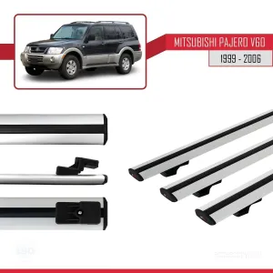 Mitsubishi Pajero (V60) 5 Kapı 1999-2006 Arası ile uyumlu Basic Model Ara Atkı Tavan Barı GRİ 3 ADET thumb 3