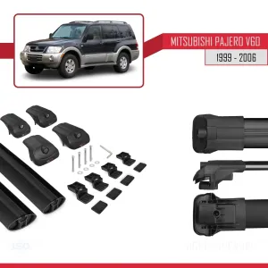 Mitsubishi Pajero (V60) 5 Kapı 1999-2006 Arası ile uyumlu ACE-1 Ara Atkı Tavan Barı SİYAH - Görsel 5