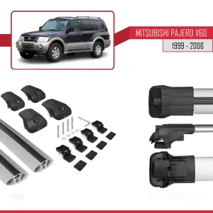 Mitsubishi Pajero (V60) 5 Kapı 1999-2006 Arası ile uyumlu ACE-1 Ara Atkı Tavan Barı GRİ - Görsel 5