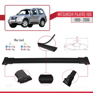 Mitsubishi Pajero (V60) 3 Kapı 1999-2006 Arası ile uyumlu FLY Model Ara Atkı Tavan Barı SİYAH 3 ADET - Görsel 4