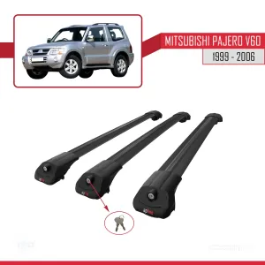 Mitsubishi Pajero (V60) 3 Kapı 1999-2006 Arası ile uyumlu ACE-1 Ara Atkı Tavan Barı SİYAH 3 ADET BAR thumb 4