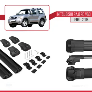 Mitsubishi Pajero (V60) 3 Kapı 1999-2006 Arası ile uyumlu ACE-1 Ara Atkı Tavan Barı SİYAH thumb 5