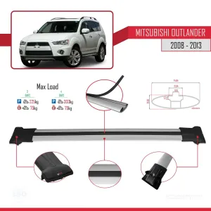 Mitsubishi Outlander 2008-2013 Arası ile Uyumlu FLY Model Ara Atkı Tavan Barı GRİ 3 ADET BAR - Görsel 4