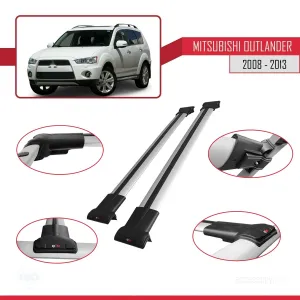 Mitsubishi Outlander 2008-2013 Arası ile uyumlu FLY Model Ara Atkı Tavan Barı GRİ thumb 5