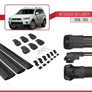 Mitsubishi Outlander 2008-2013 Arası ile uyumlu ACE-1 Ara Atkı Tavan Barı SİYAH 3 ADET BAR - Görsel 5
