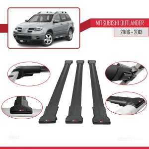 Mitsubishi Outlander 2006-2013 Arası ile Uyumlu FLY Model Ara Atkı Tavan Barı SİYAH 3 ADET BAR thumb 5
