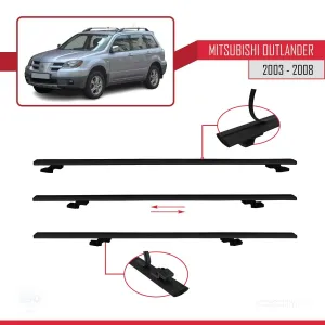 Mitsubishi Outlander 2003-2008 Arası ile uyumlu Basic Model Ara Atkı Tavan Barı SİYAH 3 ADET thumb 5