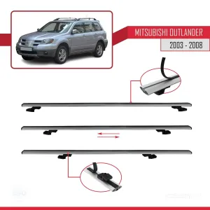 Mitsubishi Outlander 2003-2008 Arası ile uyumlu Basic Model Ara Atkı Tavan Barı GRİ 3 ADET - Görsel 5
