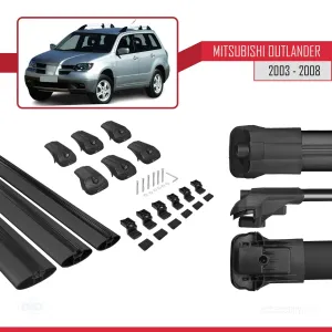 Mitsubishi Outlander 2003-2008 Arası ile uyumlu ACE-1 Ara Atkı Tavan Barı SİYAH 3 ADET BAR - Görsel 5