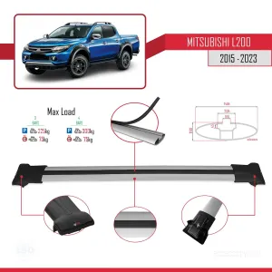 Mitsubishi L200 2015-2023 Arası ile Uyumlu FLY Model Ara Atkı Tavan Barı GRİ 3 ADET BAR - Görsel 4