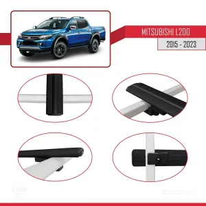 Mitsubishi L200 2015-2023 Arası ile uyumlu Basic Model Ara Atkı Tavan Barı SİYAH 3 ADET thumb 4