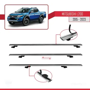 Mitsubishi L200 2015-2023 Arası ile uyumlu Basic Model Ara Atkı Tavan Barı GRİ 3 ADET - Görsel 5