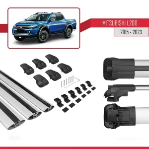 Mitsubishi L200 2015-2023 Arası ile uyumlu ACE-1 Ara Atkı Tavan Barı GRİ 3 ADET BAR thumb 5