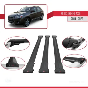 Mitsubishi ASX 2010-2023 Arası ile Uyumlu FLY Model Ara Atkı Tavan Barı SİYAH 3 ADET BAR - Görsel 5