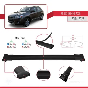 Mitsubishi ASX 2010-2023 Arası ile Uyumlu FLY Model Ara Atkı Tavan Barı SİYAH thumb 4