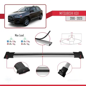 Mitsubishi ASX 2010-2023 Arası ile Uyumlu FLY Model Ara Atkı Tavan Barı GRİ thumb 4
