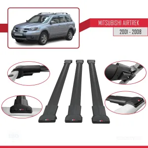 Mitsubishi Airtrek 2001-2008 Arası ile uyumlu FLY Model Ara Atkı Tavan Barı SİYAH 3 ADET BAR thumb 5