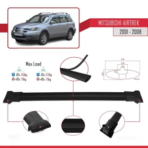 Mitsubishi Airtrek 2001-2008 Arası ile uyumlu FLY Model Ara Atkı Tavan Barı SİYAH - Görsel 4
