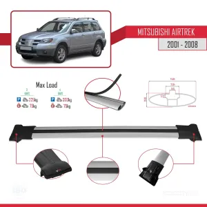 Mitsubishi Airtrek 2001-2008 Arası ile uyumlu FLY Model Ara Atkı Tavan Barı GRİ 3 ADET BAR thumb 4