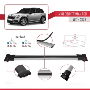 Mini Countryman (F60) 2017-2023 Arası ile Uyumlu FLY Model Ara Atkı Tavan Barı GRİ thumb 4