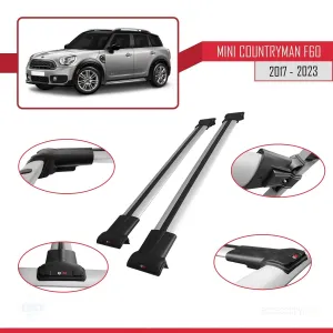 Mini Countryman (F60) 2017-2023 Arası ile Uyumlu FLY Model Ara Atkı Tavan Barı GRİ thumb 5