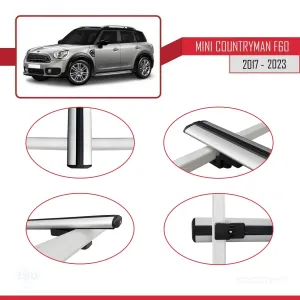 Mini Countryman (F60) 2017-2023 Arası ile uyumlu Basic Model Ara Atkı Tavan Barı GRİ 3 ADET thumb 4