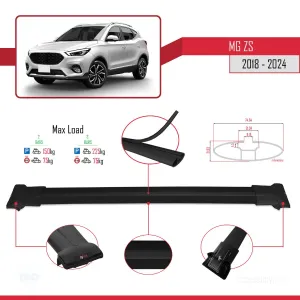 MG ZS 2018 ve Sonrası ile Uyumlu FLY Model Ara Atkı Tavan Barı SİYAH thumb 4