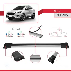 MG ZS 2018 ve Sonrası ile Uyumlu FLY Model Ara Atkı Tavan Barı GRİ 3 ADET BAR thumb 4