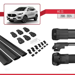 MG ZS 2018 ve Sonrası ile Uyumlu ACE-1 Ara Atkı Tavan Barı SİYAH 3 ADET BAR thumb 5