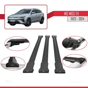 MG MG5 EV 2022 ve sonrası ile uyumlu FLY Model Ara Atkı Tavan Barı SİYAH 3 ADET thumb 5