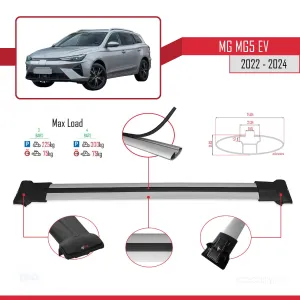 MG MG5 EV 2022 ve sonrası ile uyumlu FLY Model Ara Atkı Tavan Barı GRİ 3 ADET - Görsel 4
