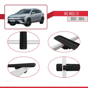 MG MG5 EV 2022 ve sonrası ile uyumlu Basic Model Ara Atkı Tavan Barı SİYAH 3 ADET thumb 5