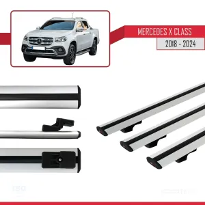 Mercedes-Benz X Class 2018-2020 ile uyumlu Basic Model Ara Atkı Tavan Barı GRİ 3 ADET - Görsel 5