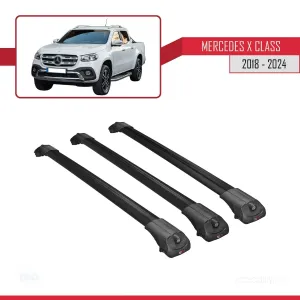 Mercedes X Class 2018 ve Sonrası ile uyumlu ACE-1 Ara Atkı Tavan Barı SİYAH 3 ADET BAR thumb 3