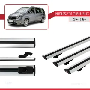 Mercedes-Benz Vito Tourer (W447) 2014 ve Sonrası ile uyumlu Basic Model Ara Atkı Tavan Barı GRİ 3 ADET - Görsel 3