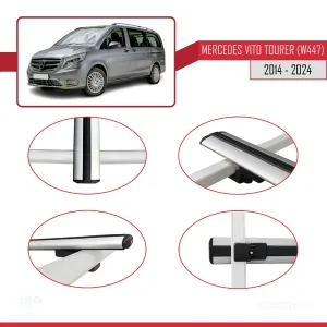 Mercedes-Benz Vito Tourer (W447) 2014 ve Sonrası ile uyumlu Basic Model Ara Atkı Tavan Barı GRİ 3 ADET - Görsel 4