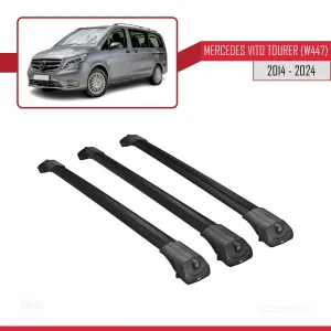 Mercedes Vito Tourer (W447) 2014 ve Sonrası ile uyumlu ACE-1 Ara Atkı Tavan Barı SİYAH 3 ADET BAR thumb 3