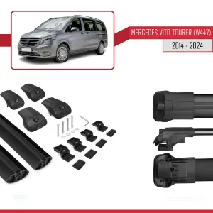 Mercedes Vito Tourer (W447) 2014 ve Sonrası ile uyumlu ACE-1 Ara Atkı Tavan Barı SİYAH thumb 5