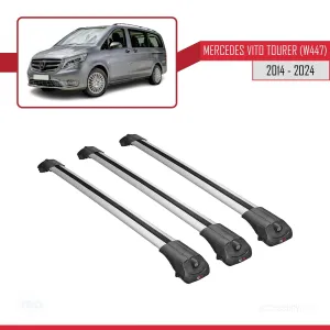 Mercedes Vito Tourer (W447) 2014 ve Sonrası ile uyumlu ACE-1 Ara Atkı Tavan Barı GRİ 3 ADET BAR thumb 3