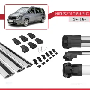 Mercedes Vito Tourer (W447) 2014 ve Sonrası ile uyumlu ACE-1 Ara Atkı Tavan Barı GRİ 3 ADET BAR thumb 5