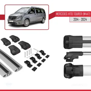 Mercedes Vito Tourer (W447) 2014 ve Sonrası ile uyumlu ACE-1 Ara Atkı Tavan Barı GRİ thumb 4